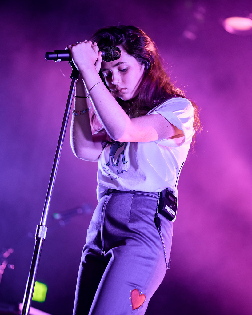 Clairo, who has been accused of being an industry plant, performing.